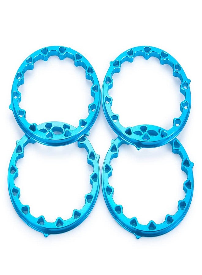 WEFEINO 4PCS Aluminum Replacement Wheels Rims 2.2" Beadlock Ring for 1/10 Axial Wraith SCX10 D90 Wraith 90048 TRX4 TRX6 (Blue-B) - Image 3